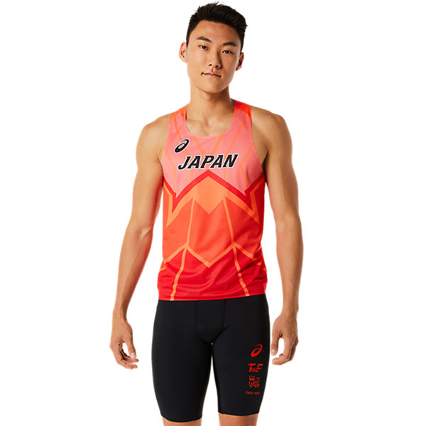 Step Sports Online Asics 陸上日本代表オーセンティックシングレット 91a591 601 サンライズレッド 22aw